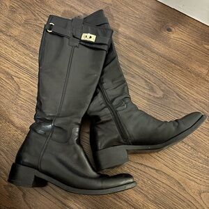 Vince Camuto Black Leather Knee-High Boots
